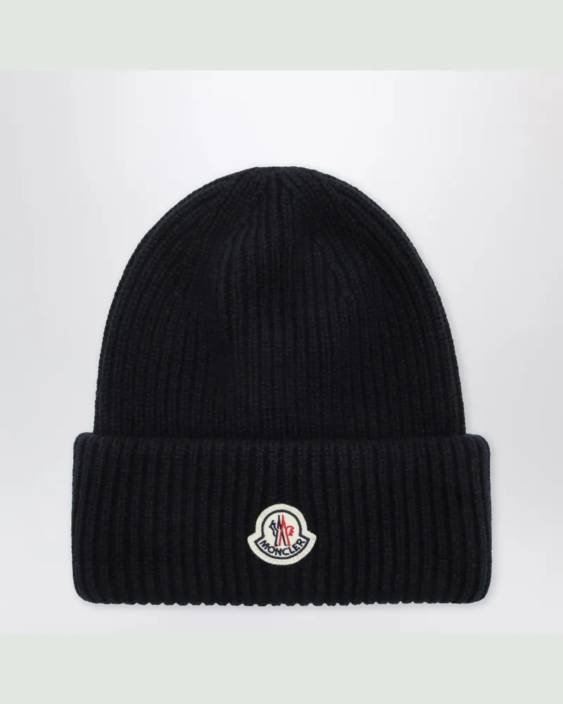 Moncler Blaue Mütze aus Wolle und Kaschmir Blue