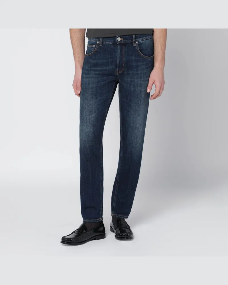PT TORINO Dunkelblau ausgewaschene Jeans Blau