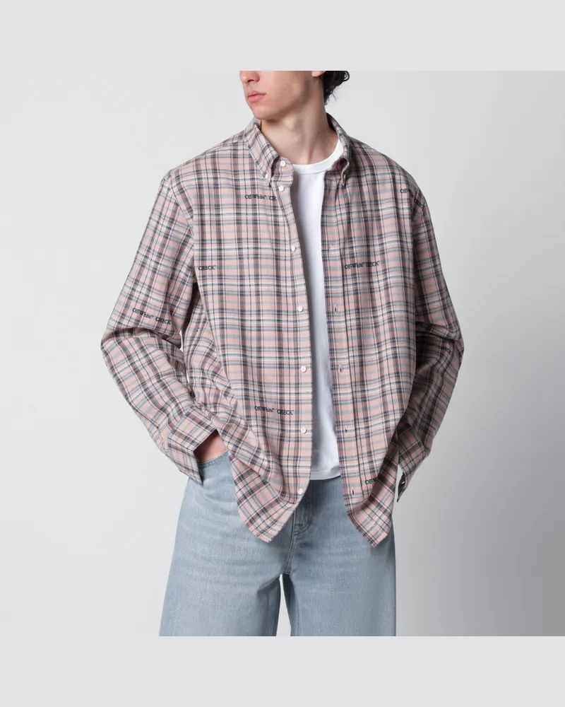 OFF-WHITE Rosa Hemd mit Karomuster und Logos Purple