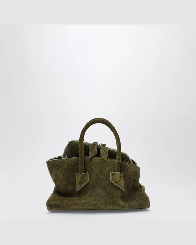 ATTICO La Passeggiata Mini Tasche in Khakigrün aus Veloursleder Green