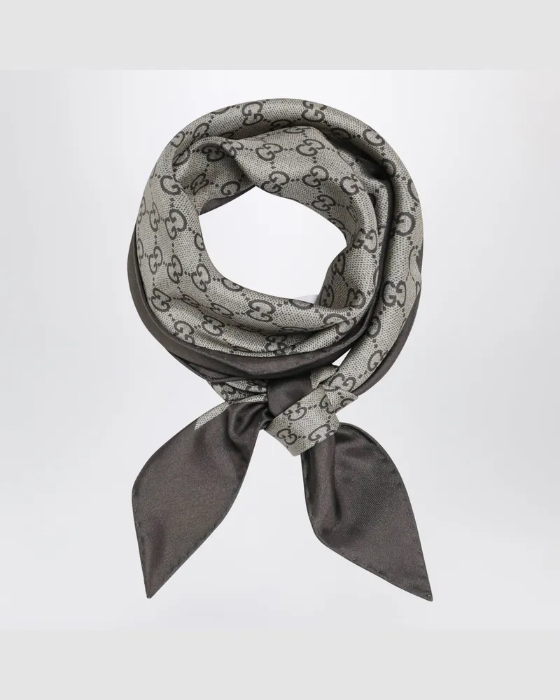Gucci Rautenförmiges Tuch Aus Bedrucktem Seidentwill Beige