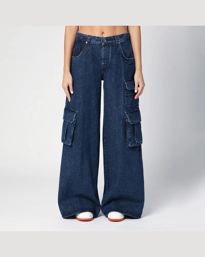 OFF-WHITE Blaue weite Cargo-Jeans aus Denim Grün