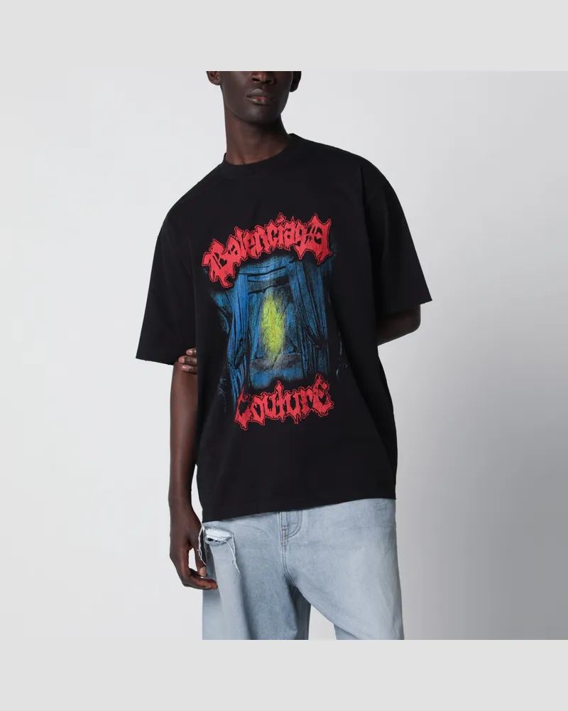 Balenciaga T-Shirt Salon de Couture aus Baumwolle in Schwarz Black