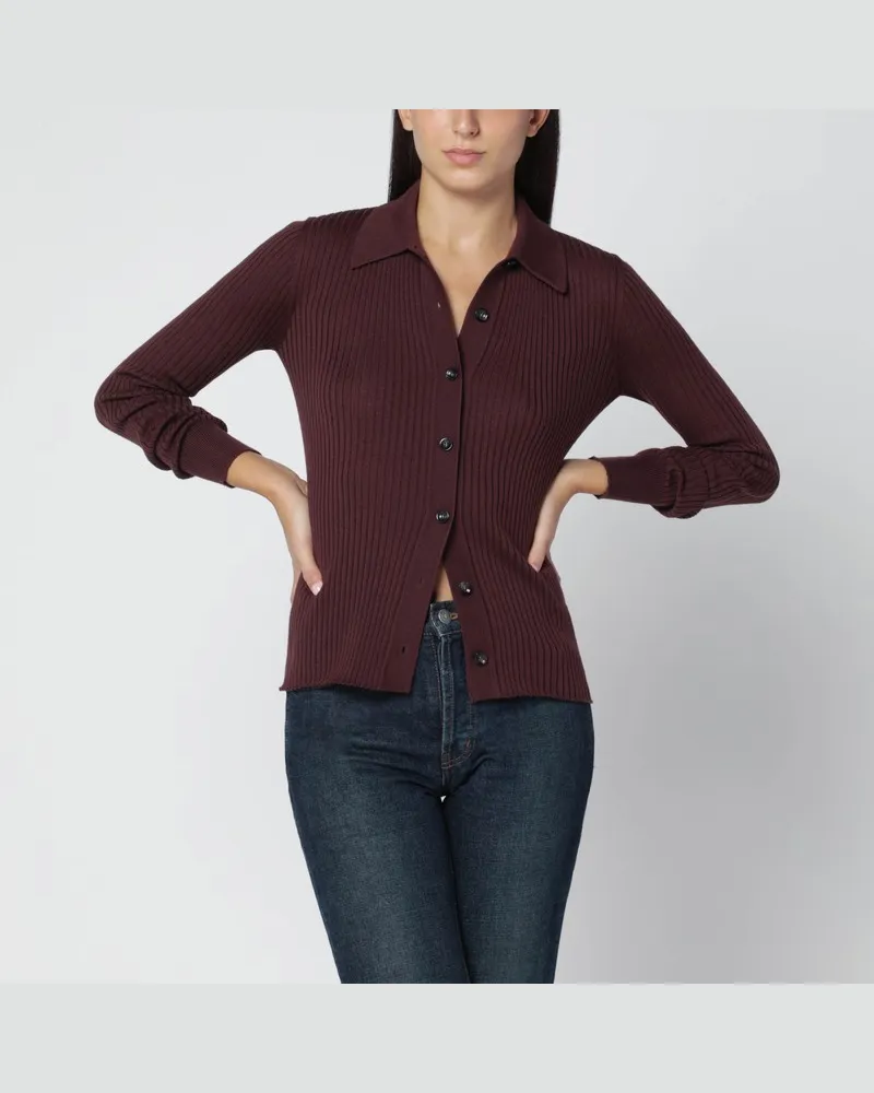 Roberto Collina Auberginenfarbener Wollcardigan Violett
