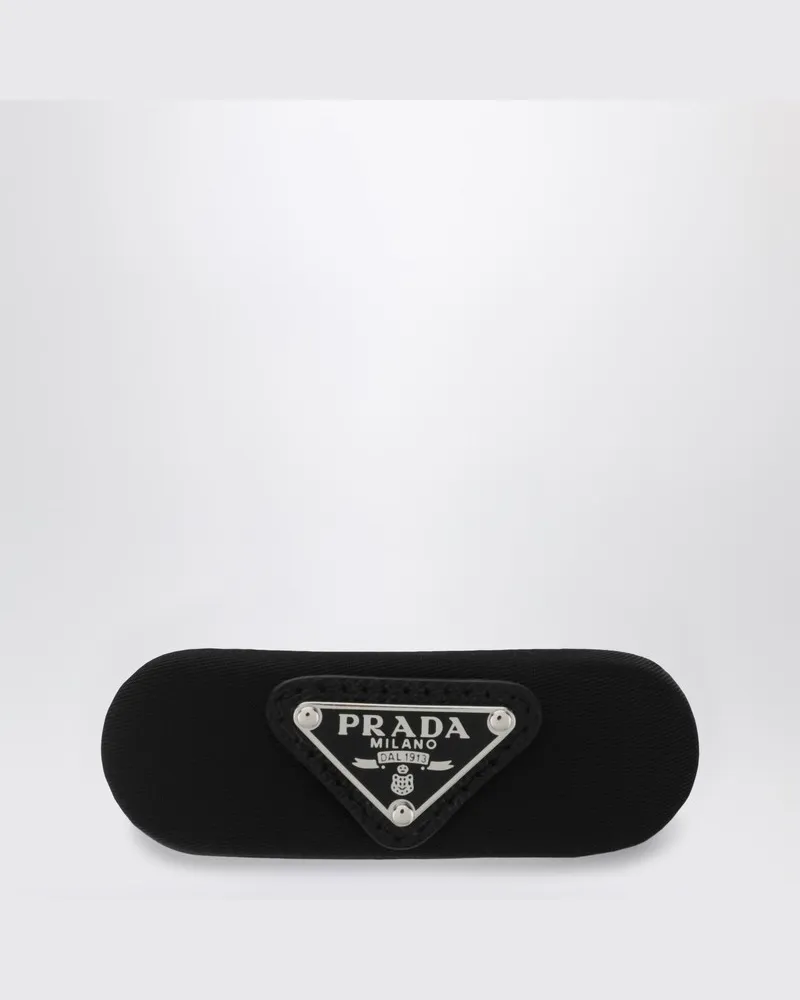 Prada Schwarze Haarspange aus Re-Nylon Schwarz