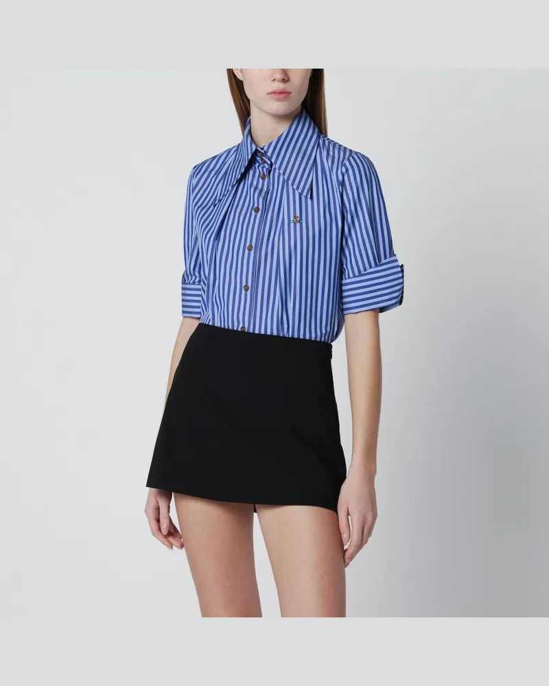 Vivienne Westwood Kurzärmeliges Hemd mit blauen Streifen 