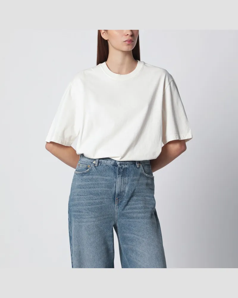 Golden Goose Weißes T-Shirt mit rückseitigem Reverse-Lettering-Logo Weiß