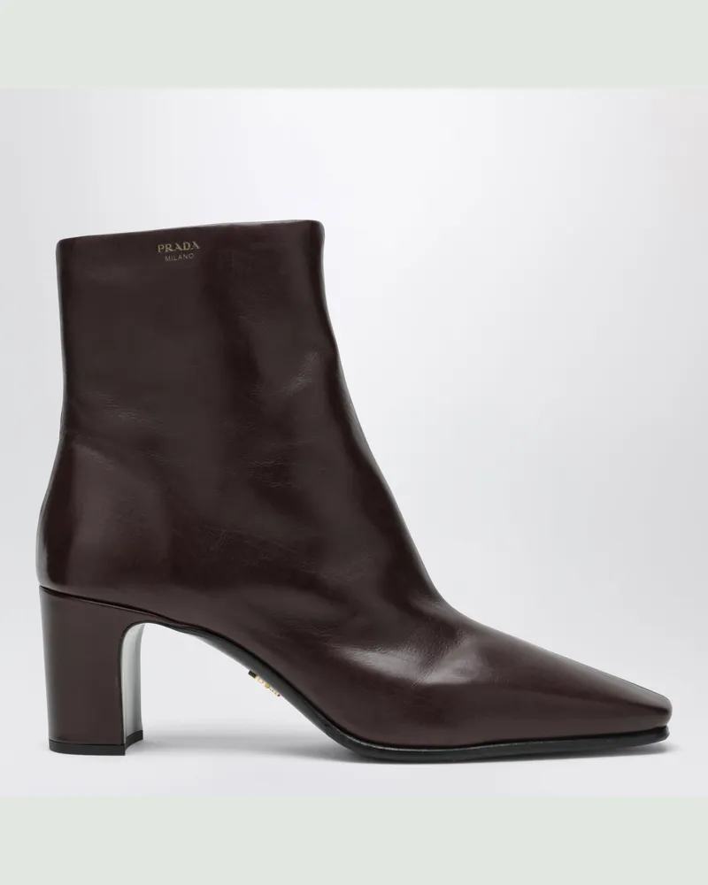 Prada Dark brown calfskin ankle boots Brown