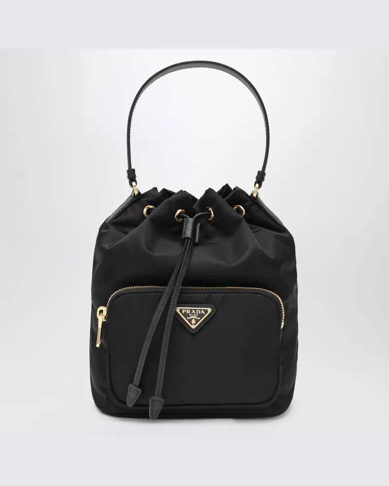 Prada Schwarze Bucket Bag  Duet aus Re-Nylon Black