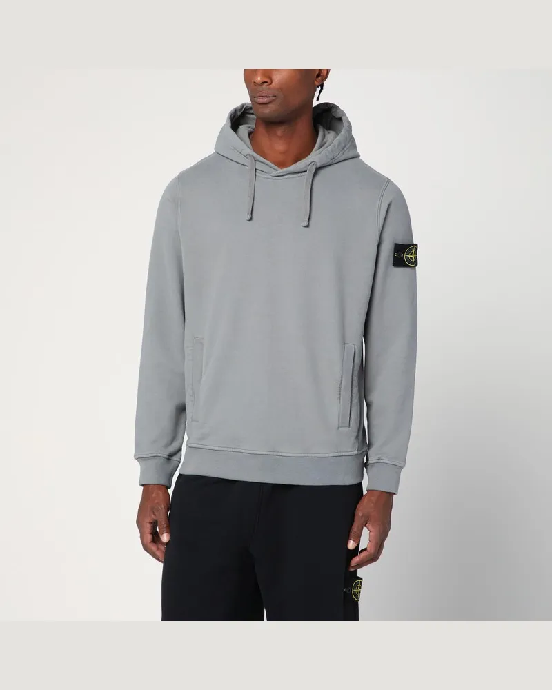 Stone Island Grauer Baumwoll-Kapuzenpullover Grau