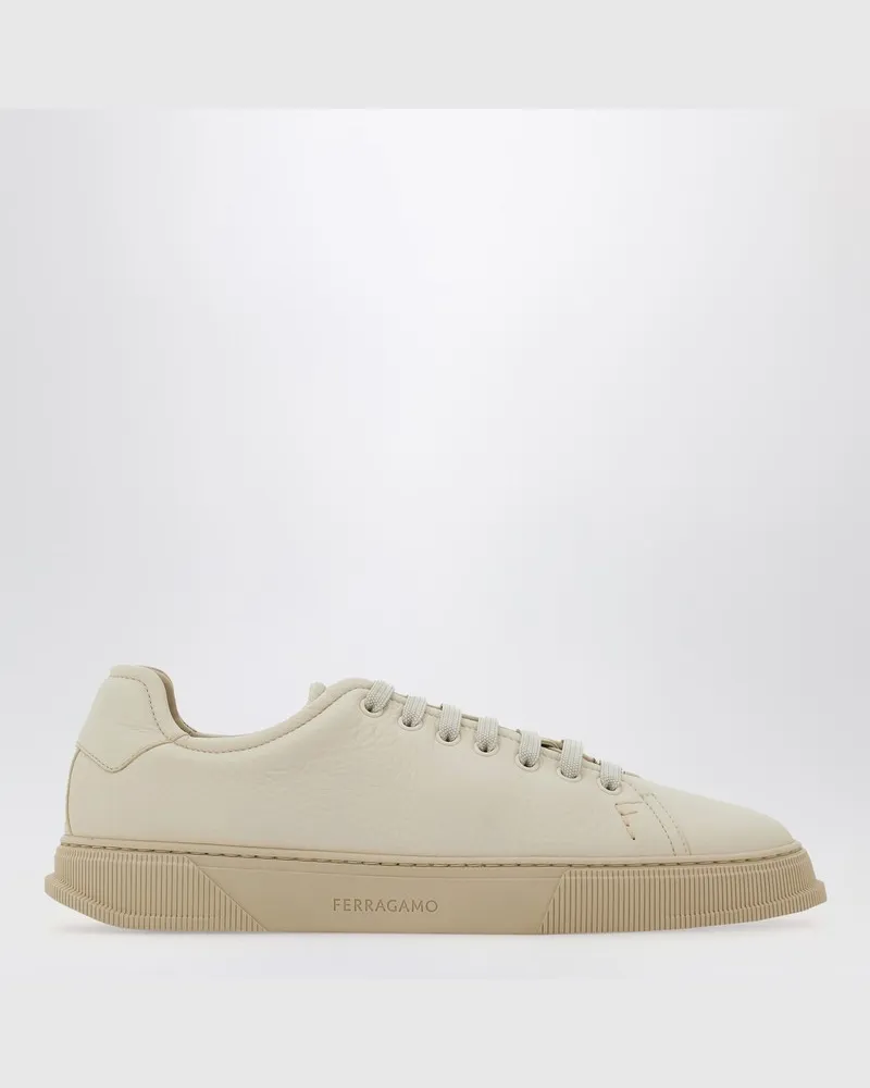 Ferragamo Sneaker aus Leder in Mascarpone-Farbe Beige