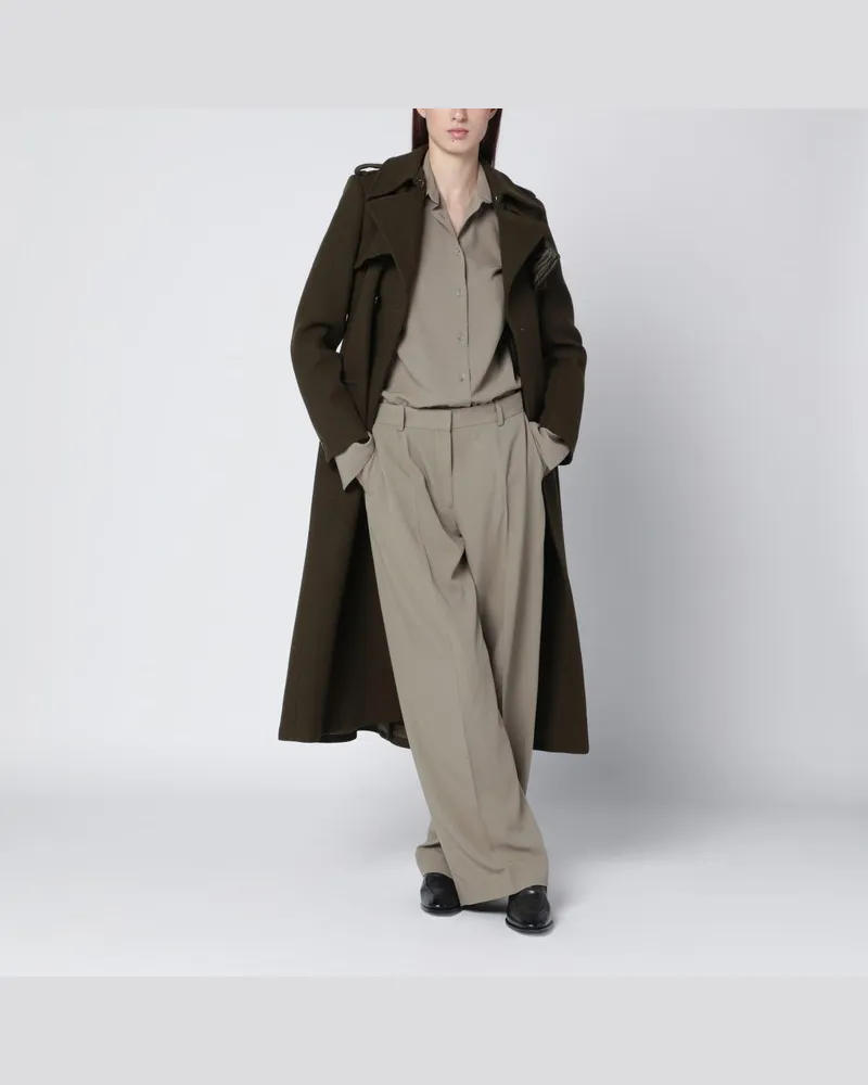 IVY & OAK Khakifarbener Doppelreiher-Mantel Grün