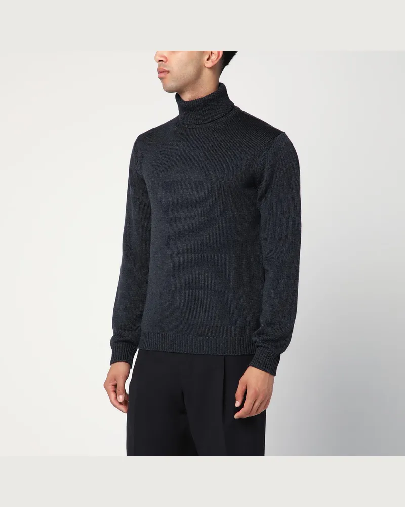 Roberto Collina Anthrazitgrauer Rollkragenpullover aus Wolle 