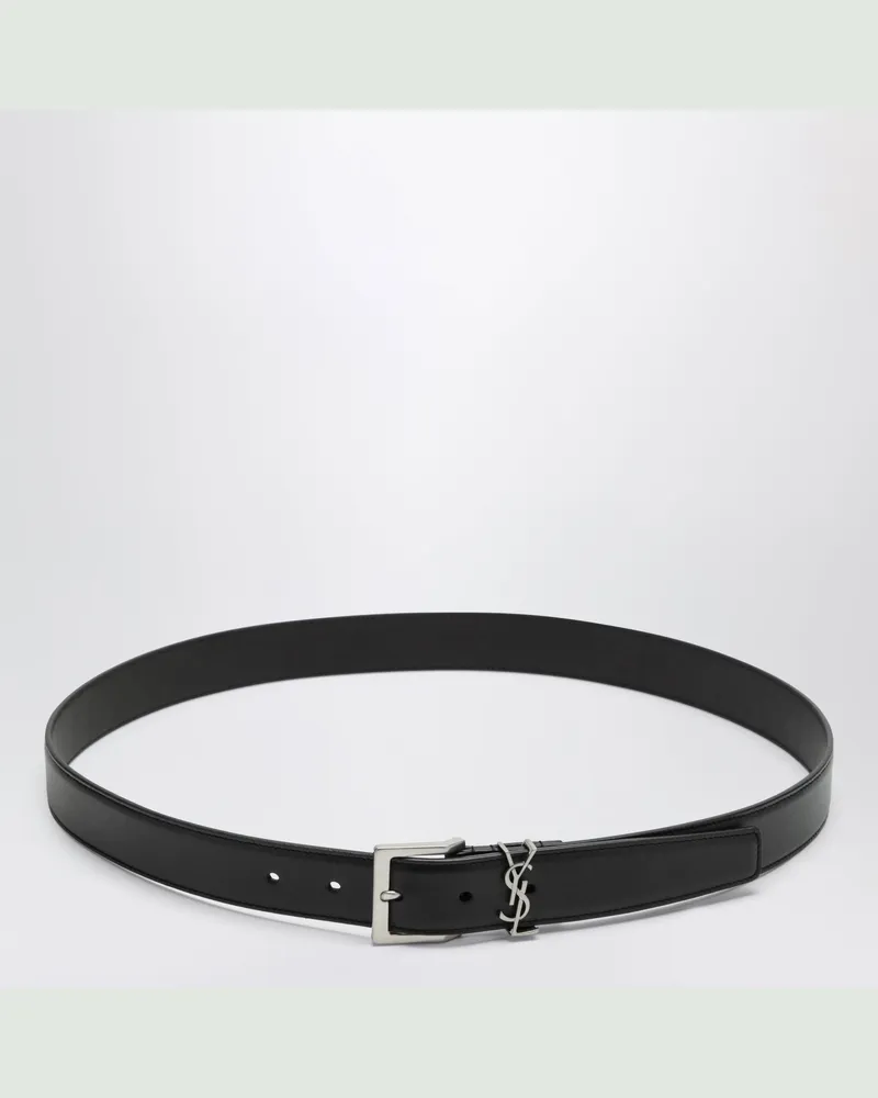 Saint Laurent Cassandre Vadim Gürtel aus schwarzem Glattleder Black