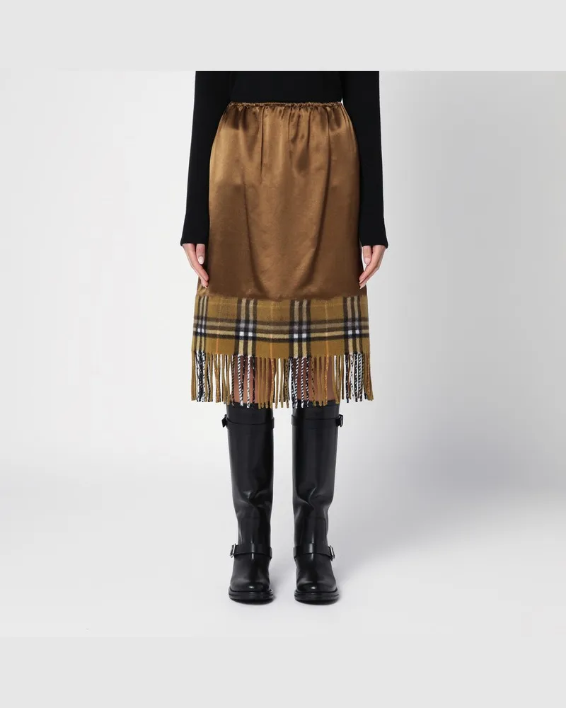 Burberry Rock aus Satin mit kariertem Einsatz Braun