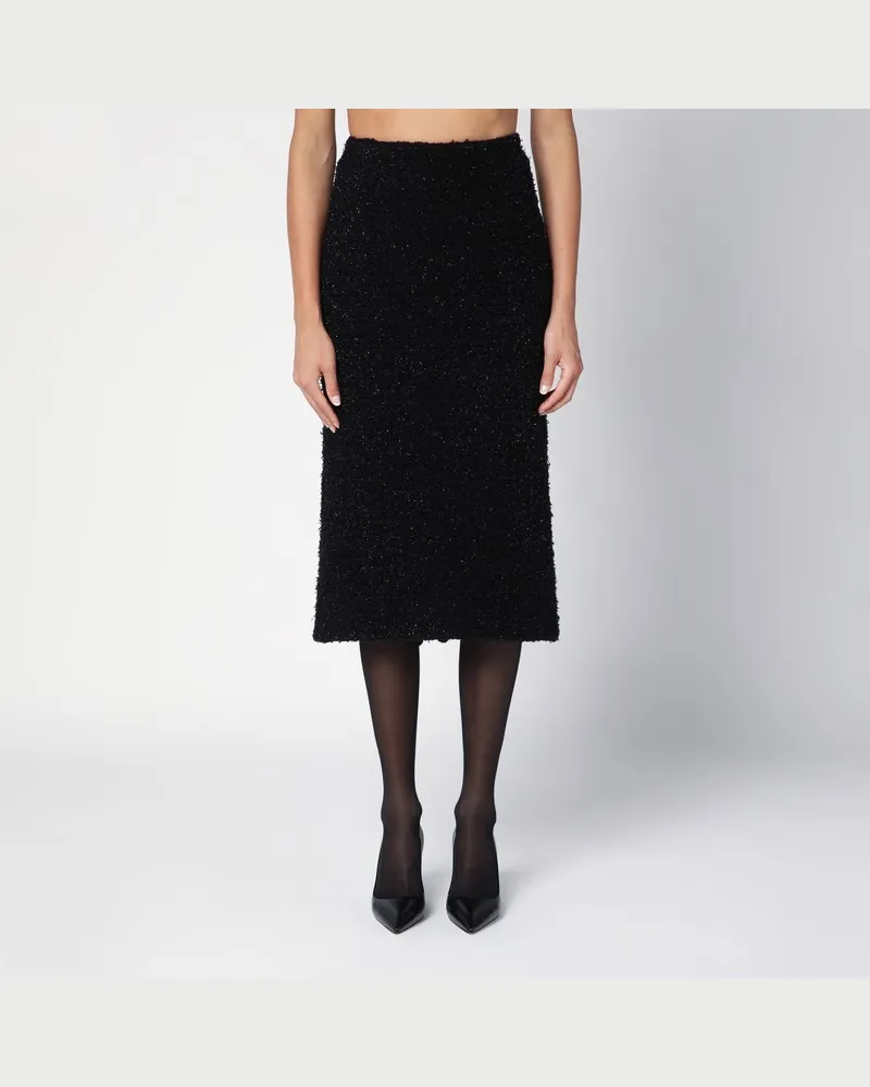 Balenciaga Schwarzer Midirock aus Tweed Schwarz
