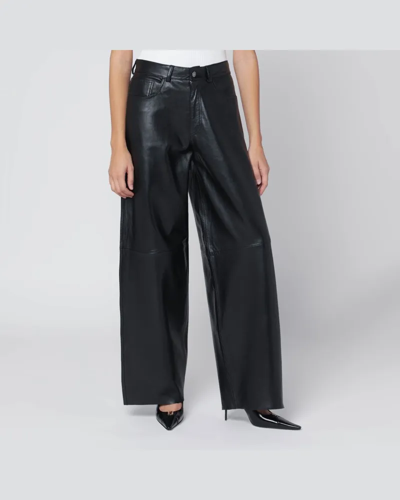 Haikure Breite schwarze Lederhosen Schwarz