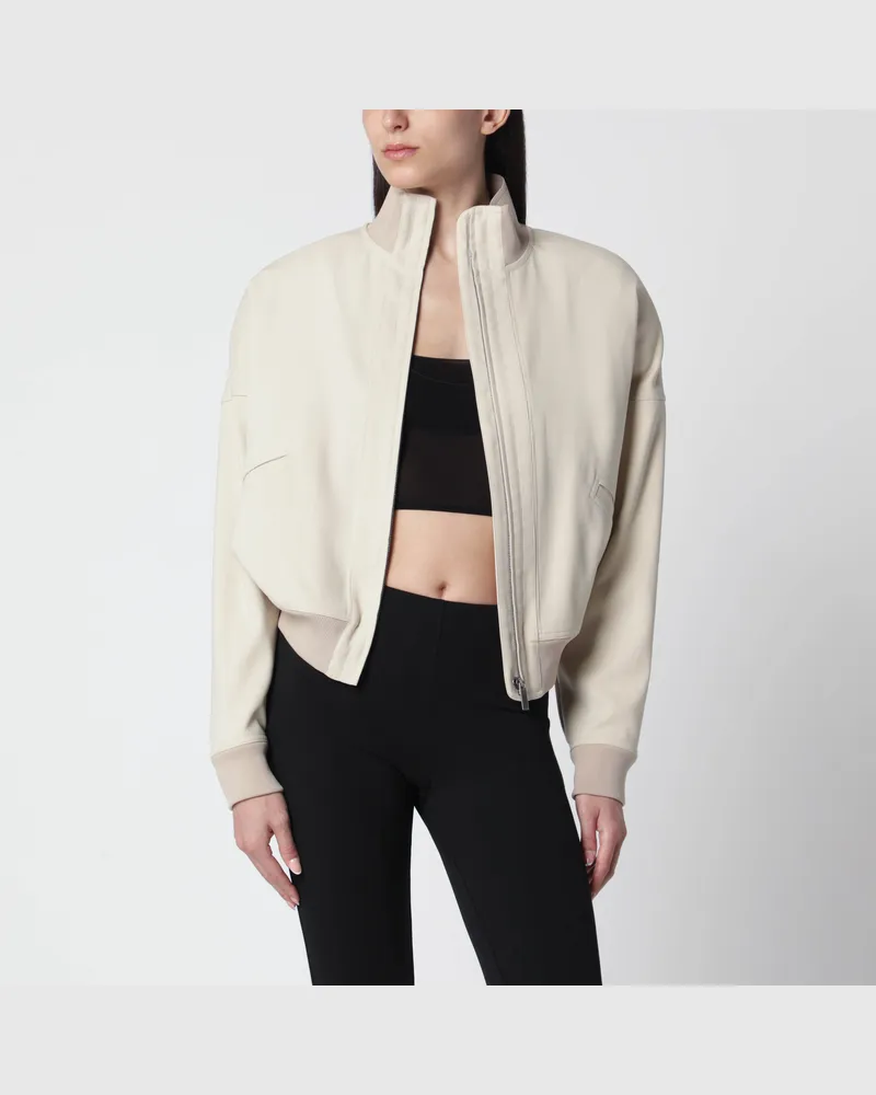 Gucci Jacke mit Reißverschluss aus écrufarbener Popeline Beige