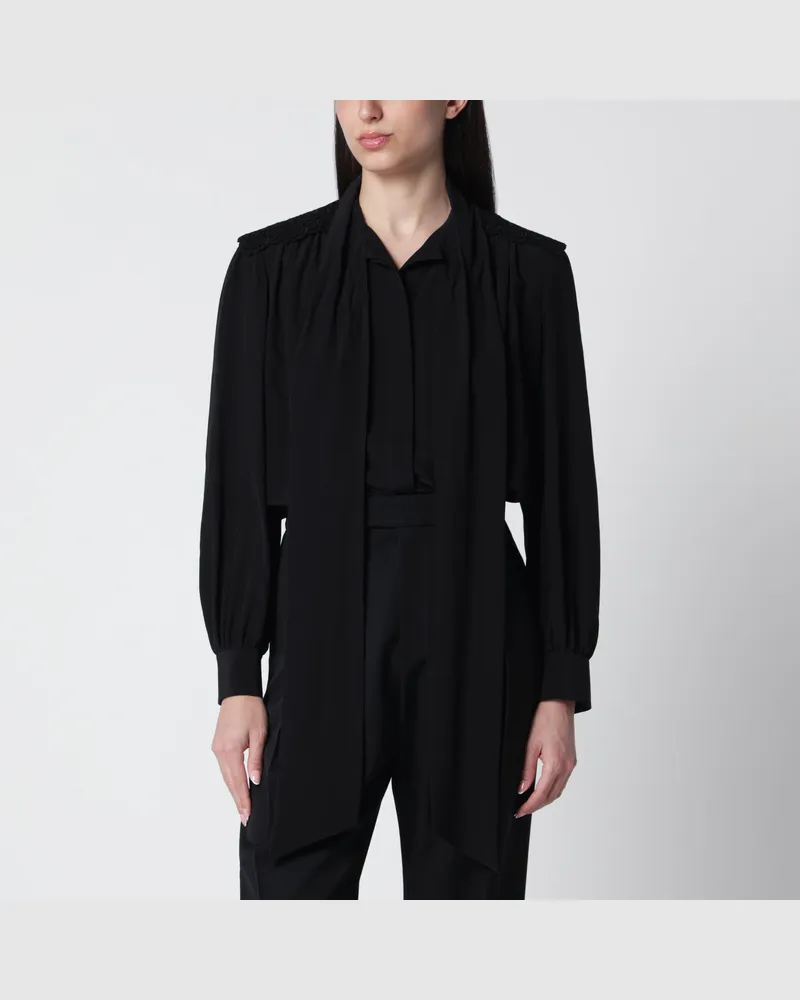 Chloé Schwarze Seidenbluse mit Lavallière Black