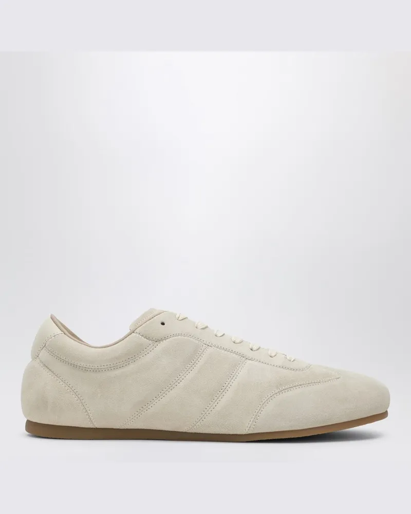 Christophe Lemaire Soft Runner Sneaker aus Elfenbeinfarbenem Wildleder Grün