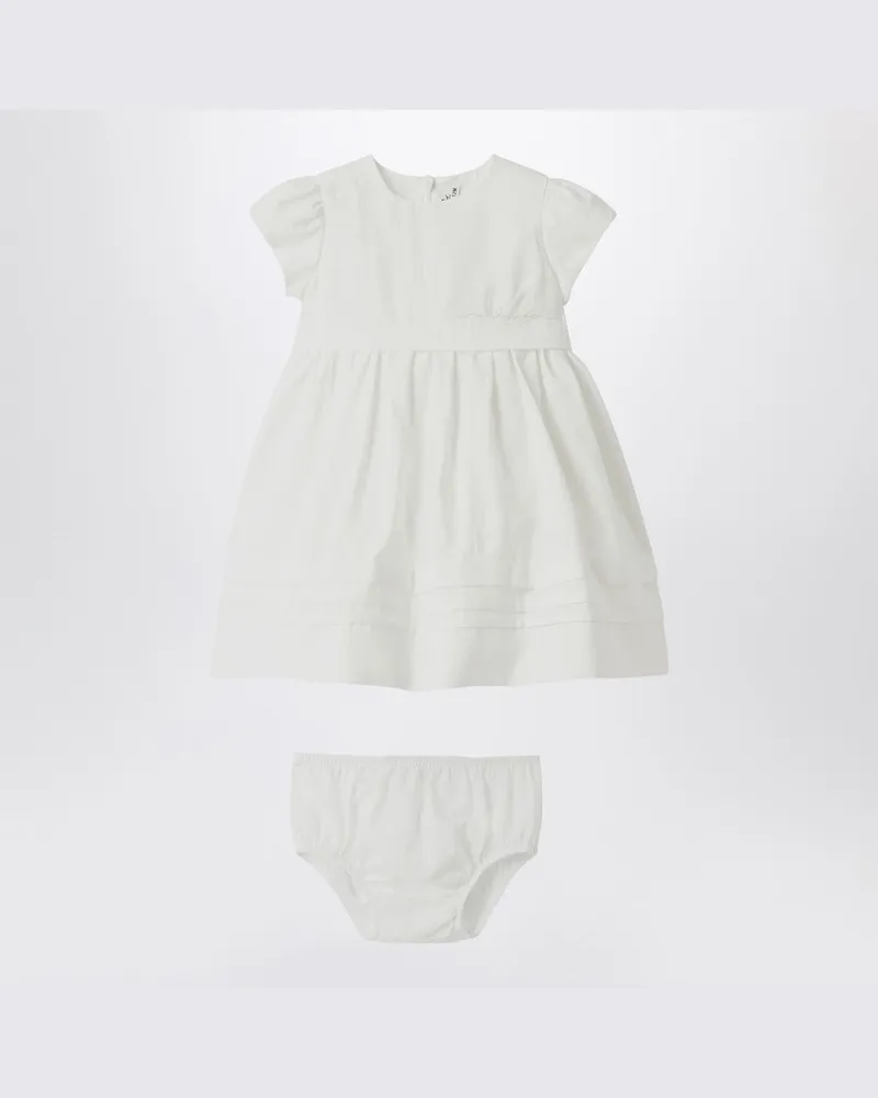 Il Gufo Kleid mit weißer Culotte aus Viskose-Popeline Weiß