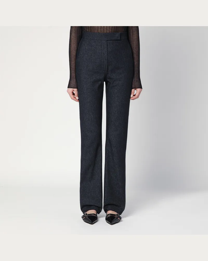 Max Mara Mitternachtsblaue Hose aus Baumwolle Denim-Effekt Blue