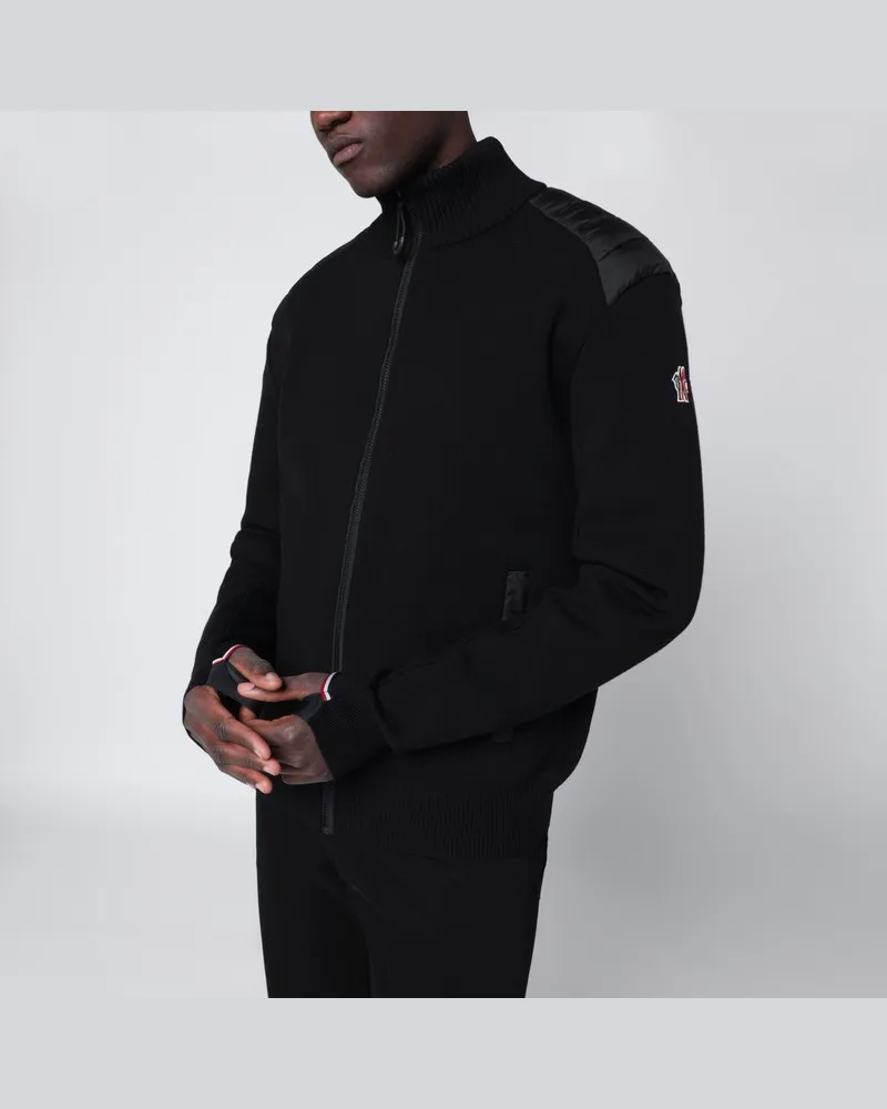 Moncler Gesteppter Cardigan aus Wolle mit Reißverschluss Schwarz