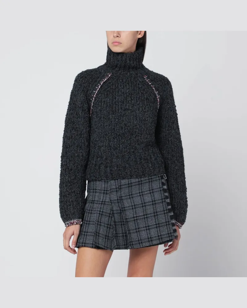 Durazzi Milano Grauer Rollkragenpullover aus Kaschmirmischung Grau