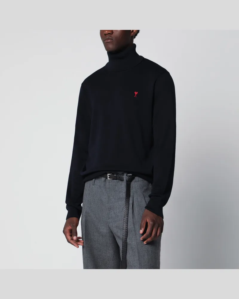 AMI Paris Marineblauer Rollkragenpullover Ami De Coeur Blue