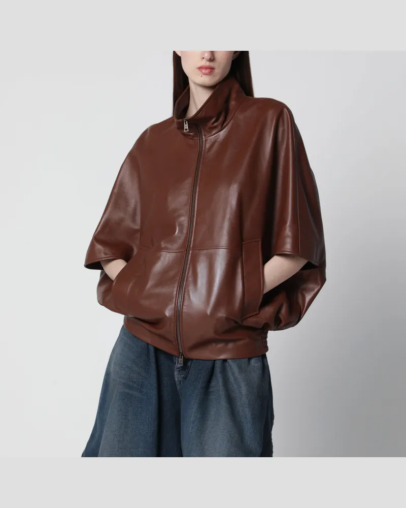 Balenciaga Bomberjacke Cooon aus Lammleder in Castor Brown