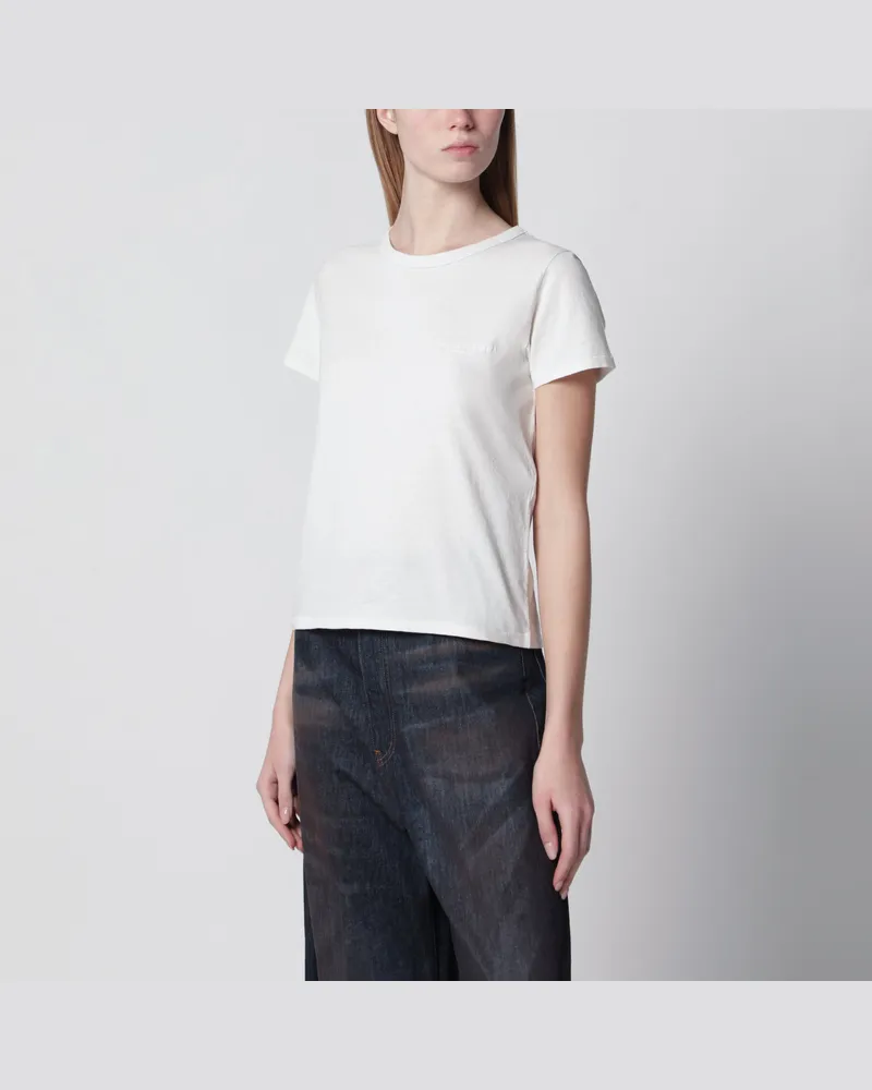 Maison Margiela Kurzarm-T-Shirt aus Baumwolljersey in Weiß White
