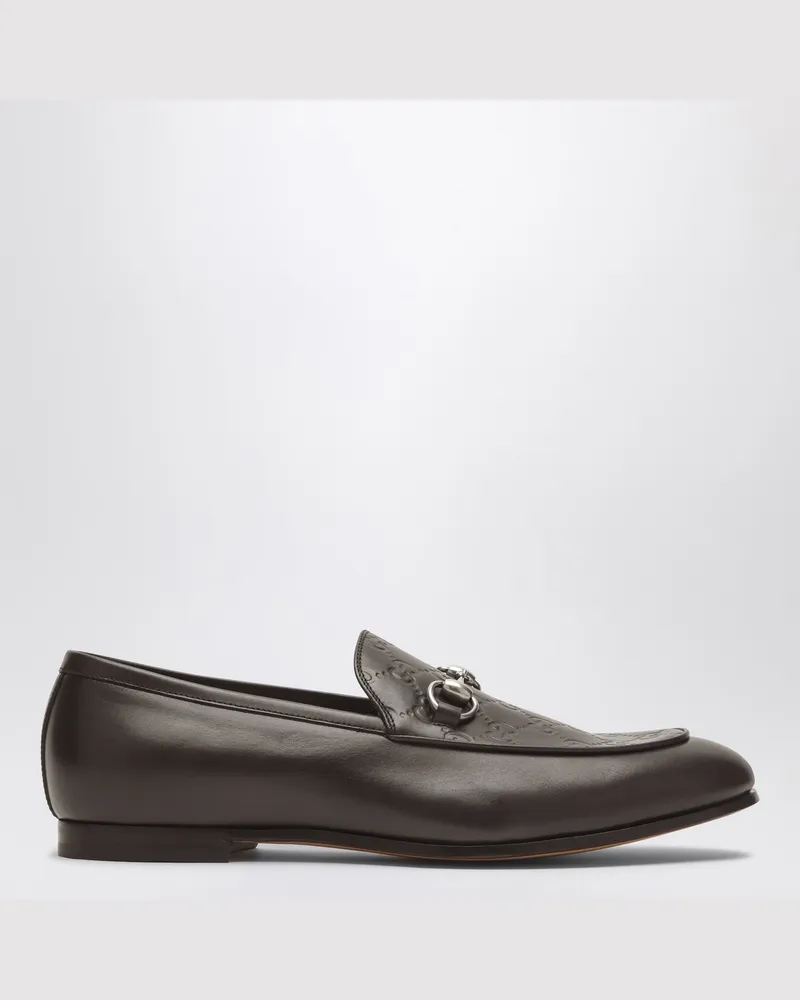 Gucci Braune Leder-GG-Mokassins mit einer Schnalle Brown