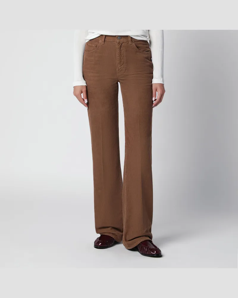 Saint Laurent 70er-Schlaghose in Fall Leaf aus Cord Brown