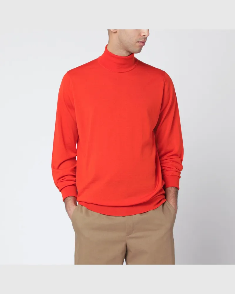 John Smedley Oranger Wollrollkragenpullover 