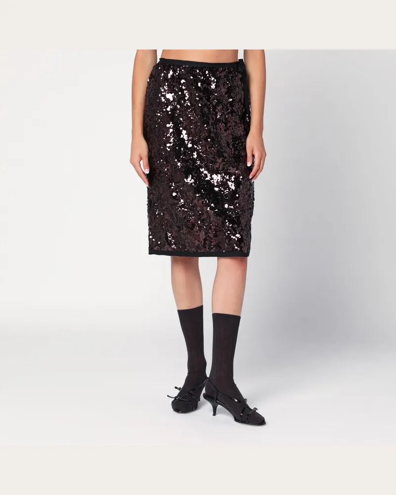 Prada Pflaumenfarbener Paillettenrock Violett