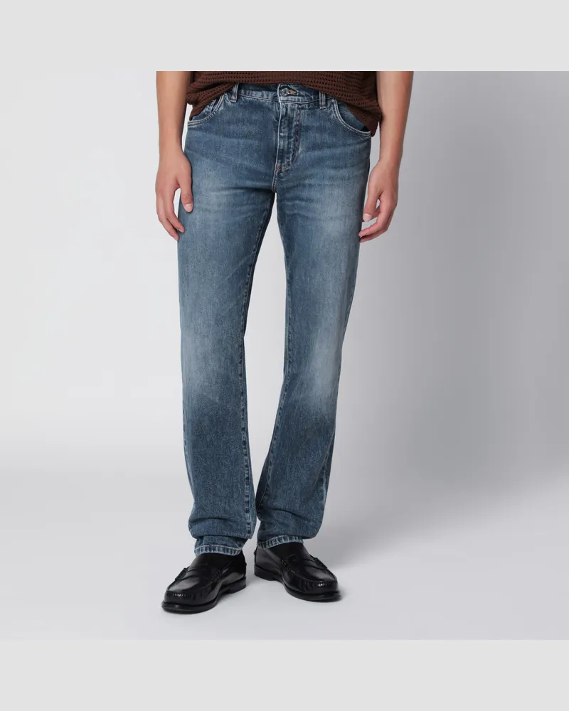 Dolce & Gabbana Slim-Fit-Jeans aus blau verwaschenem Denim Blue