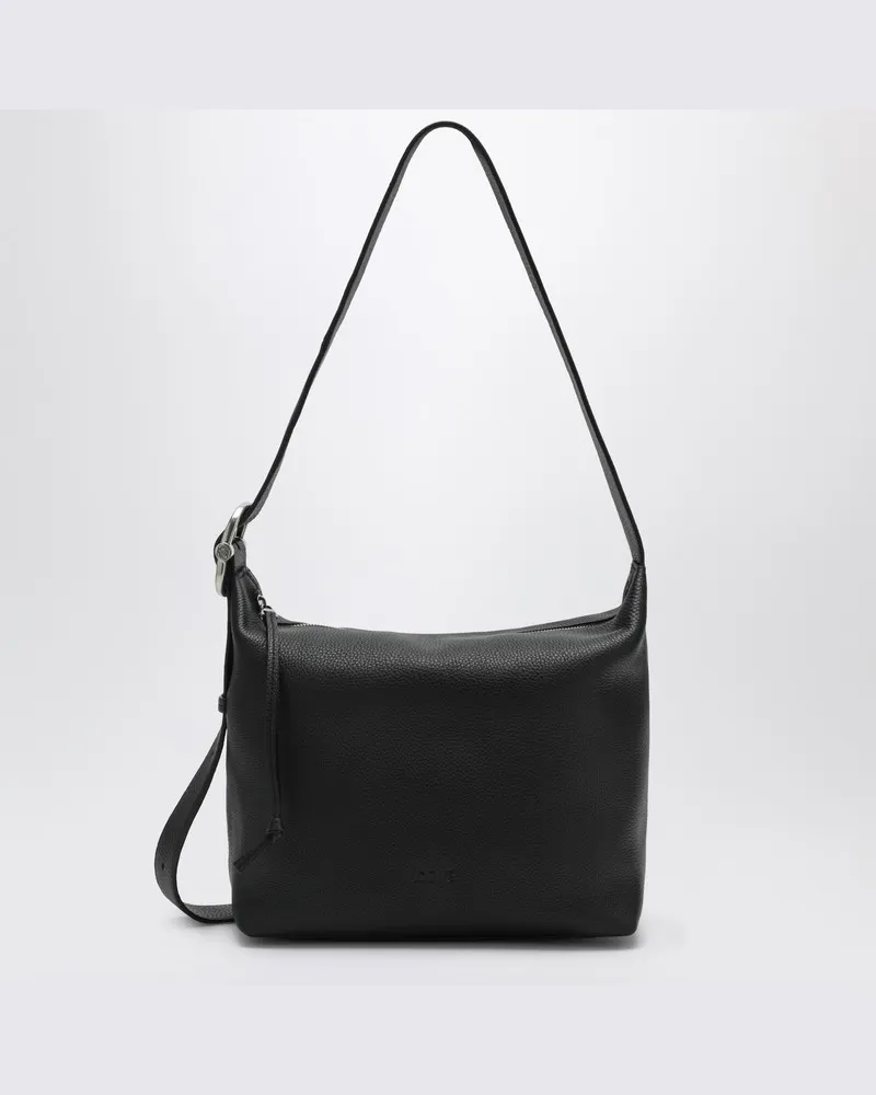 Loewe Loop Hobo Tasche aus schwarzem genarbtem Leder Schwarz
