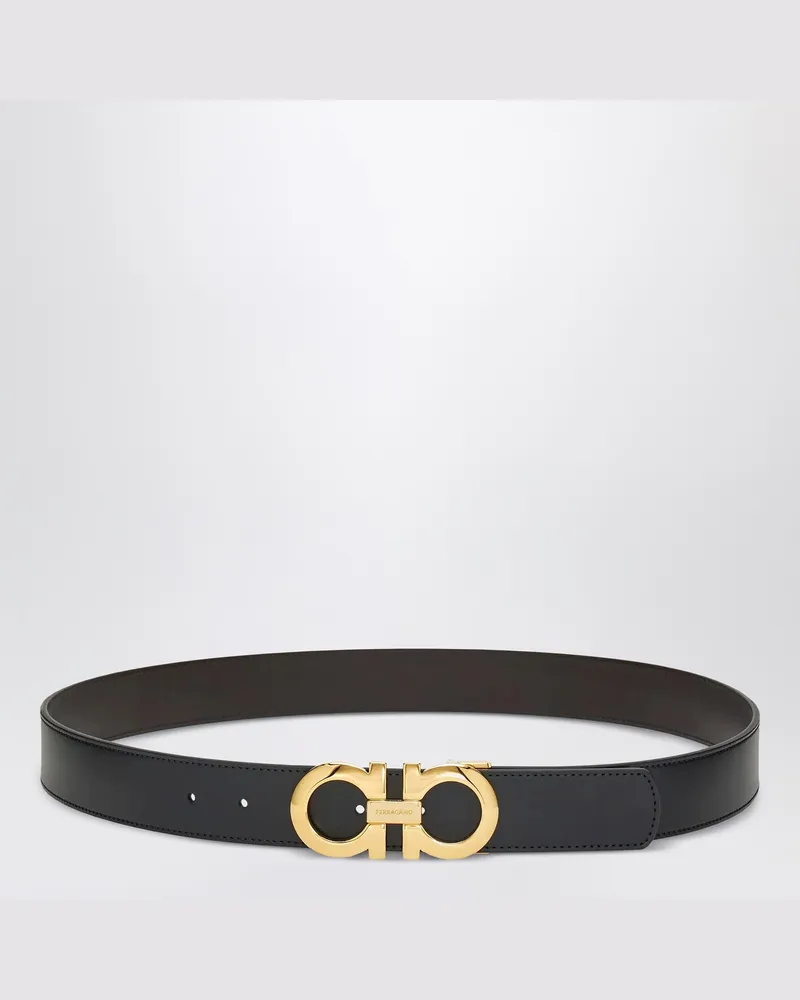 Ferragamo Wendbarer und verstellbarer Gancini-Gürtel Schwarz/Hickory Black