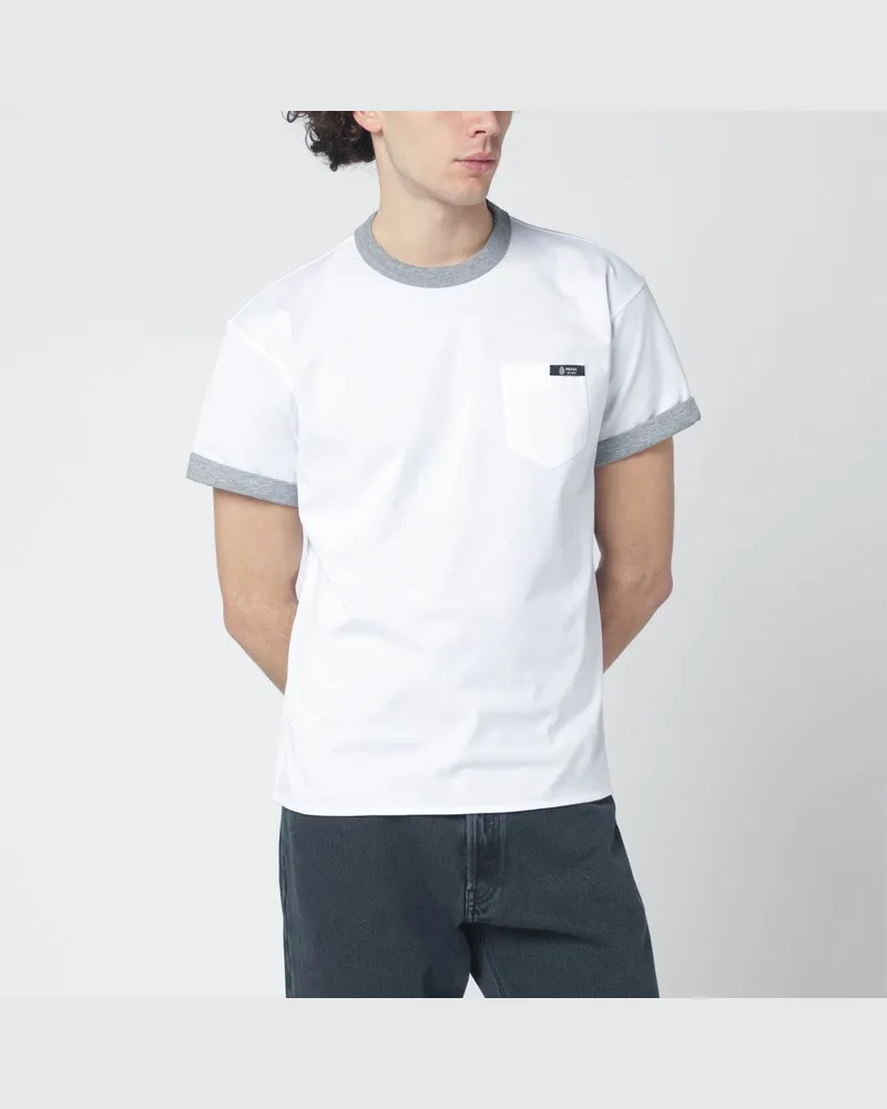 Prada Wendbares T-Shirt aus weißer/grauer Baumwolle Weiß