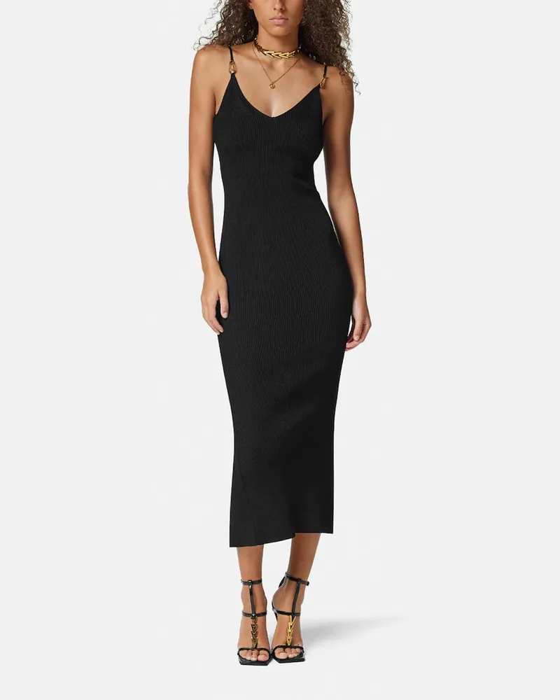 Versace Schwarzes Midi-Strickkleid Black
