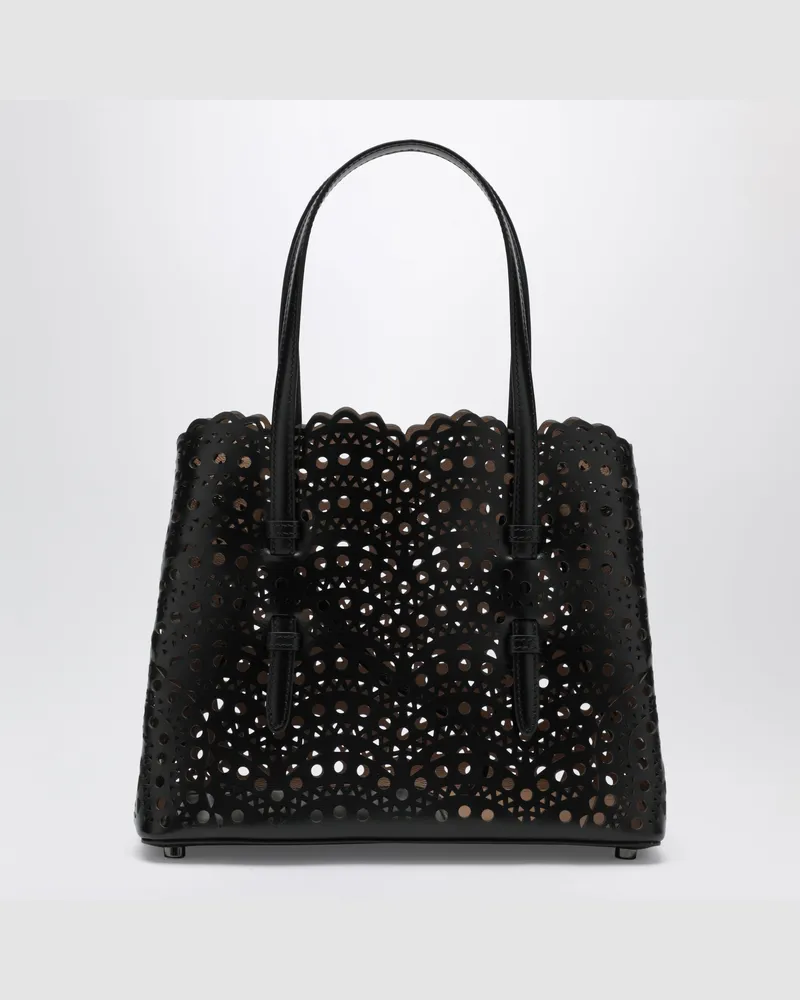 Alaïa Schwarze Mina 25 Tasche aus Vienne-Kalbsleder mit Wellenmuster Black