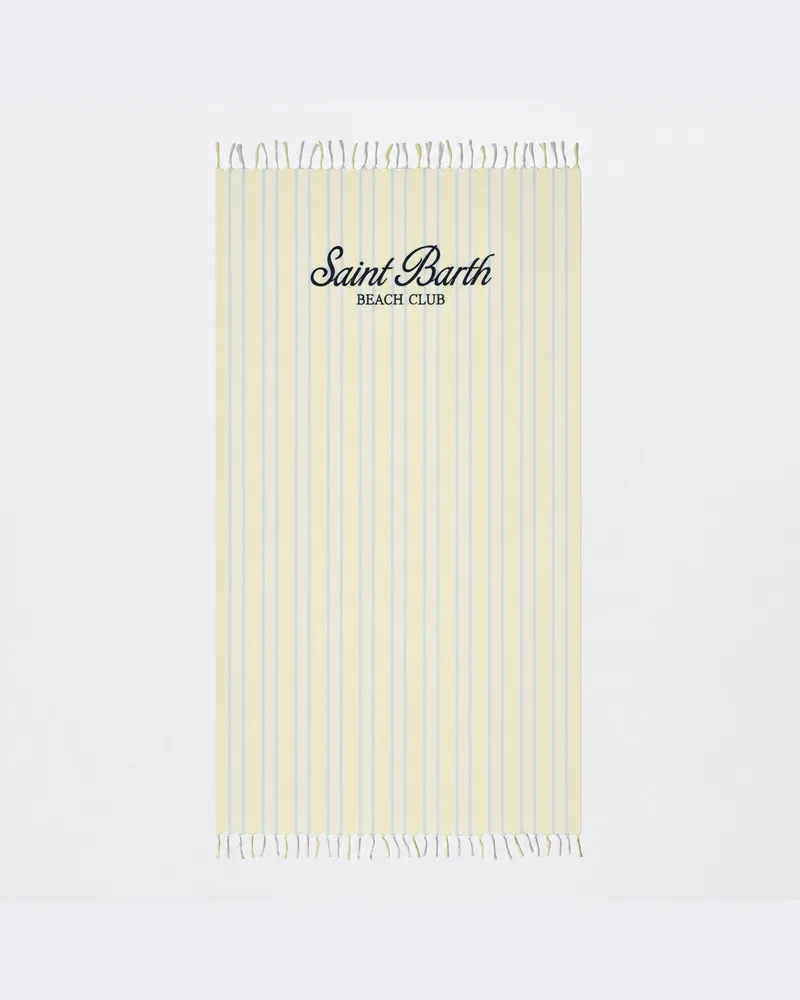 MC2 Saint Barth Gestreiftes Foutas Light Strandtuch mit Logo Yellow
