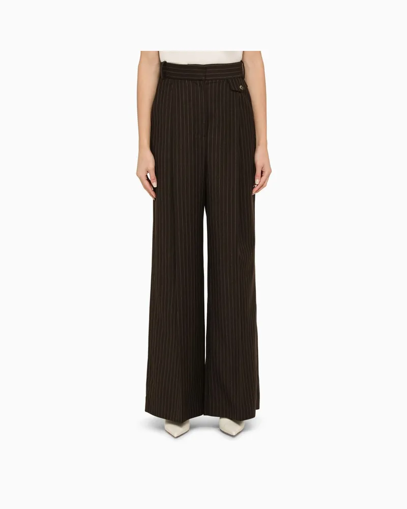 THE MANNEI Braune Wollhose mit Nadelstreifen Braun