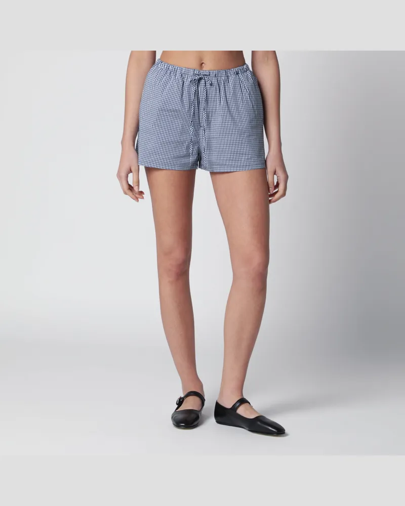 Dunst Marineblaue Pyjama-Mini-Shorts mit Vichy-Muster Blue
