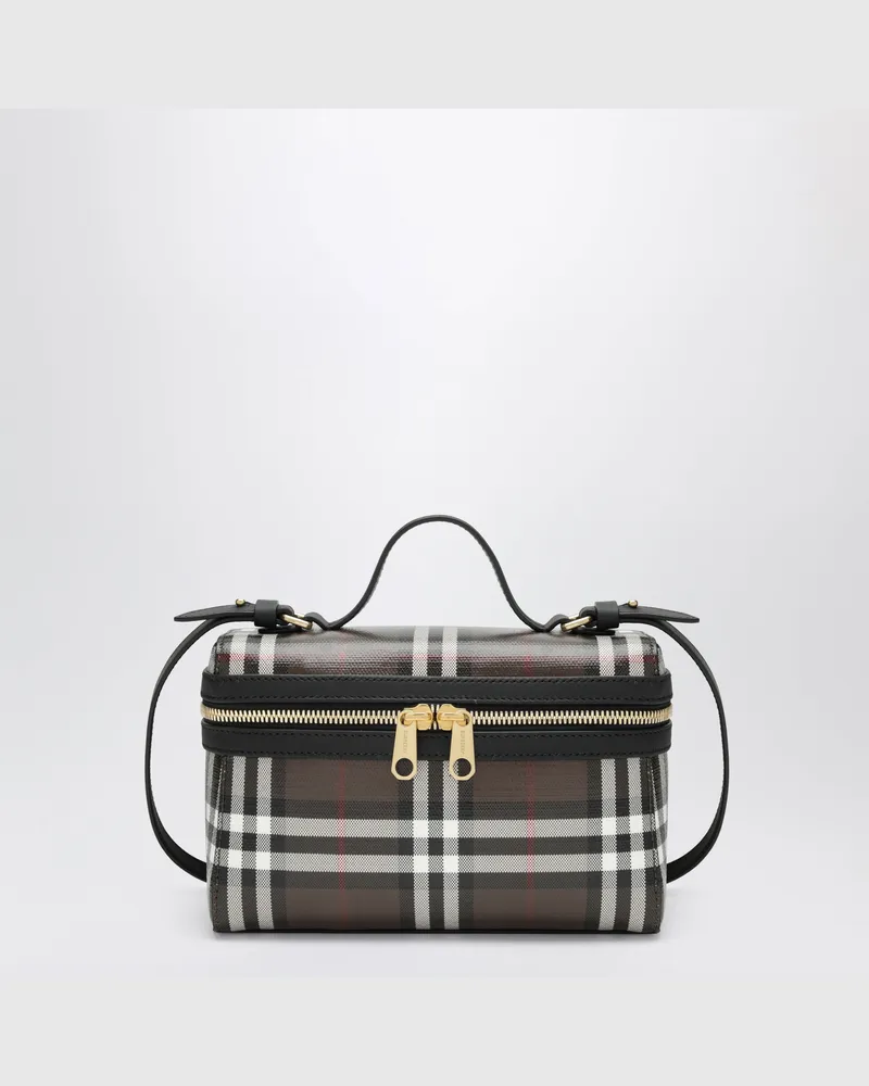 Burberry Braune Vanity Check Tasche aus beschichteter Baumwolle Brown