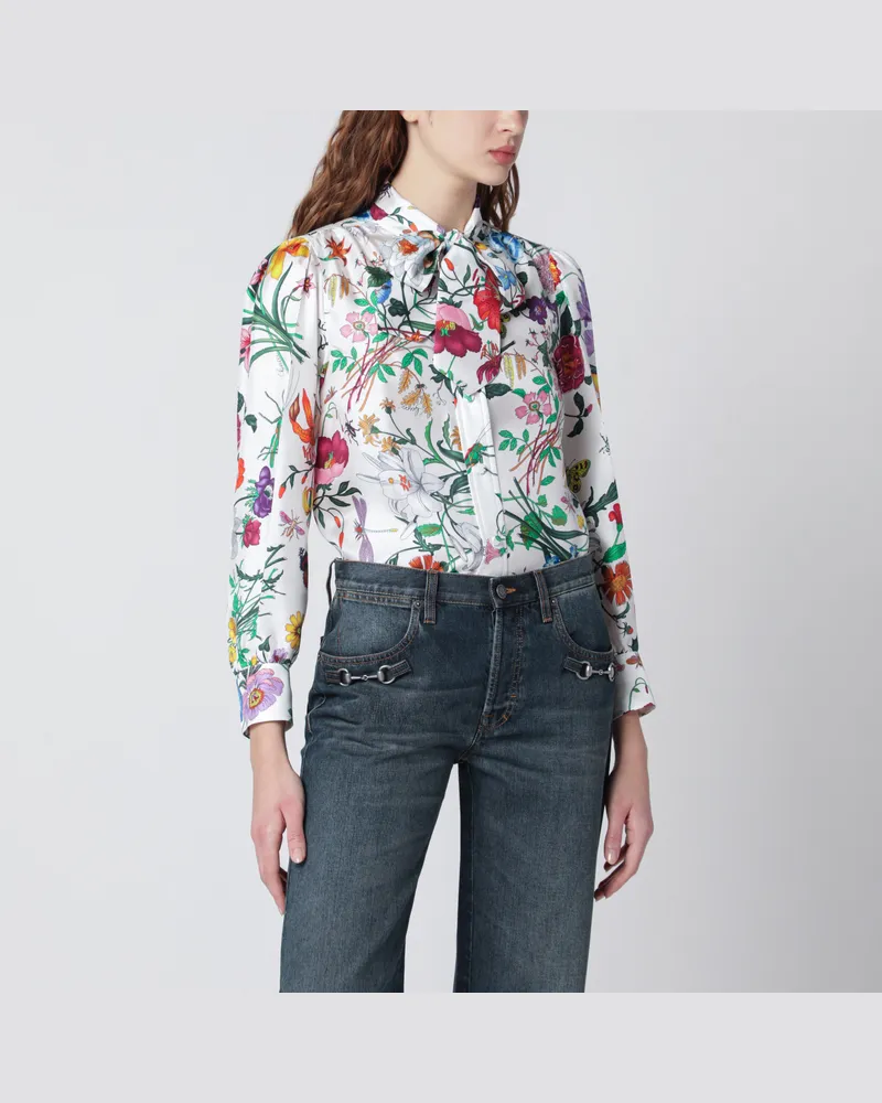 Gucci Seidentwill-Hemd Mit Flora-Print Multicolor