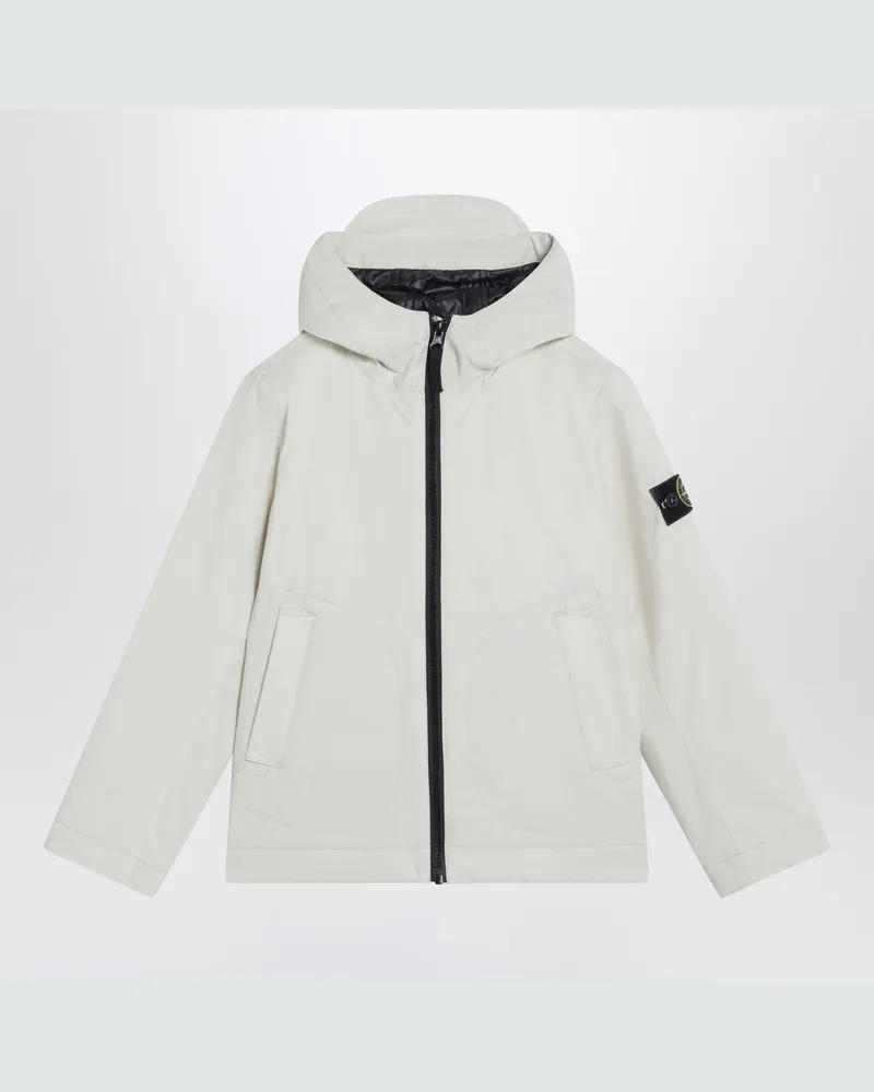 Stone Island Jacke mit Reißverschluss in Elfenbein aus Polyester-Canvas White