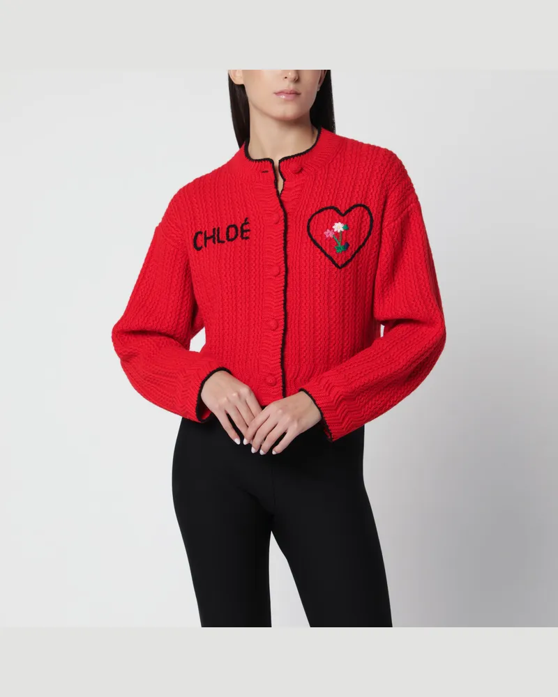Chloé Red wool and cashmere cardigan Red