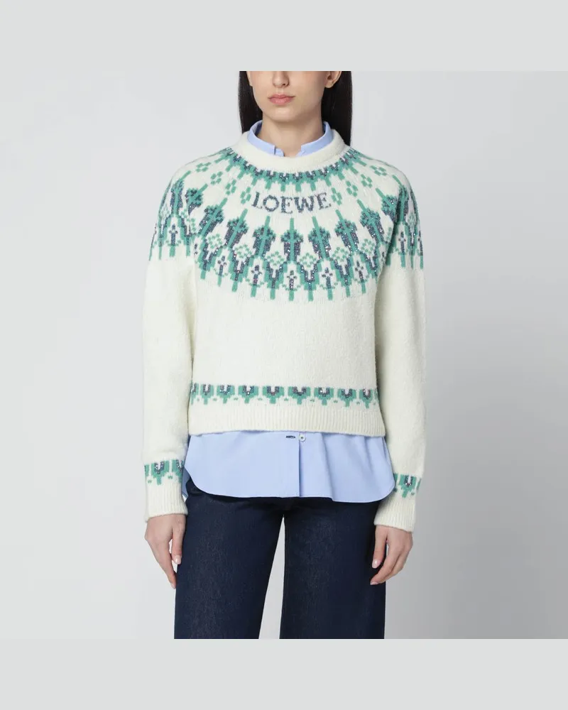 Loewe Weißer Pullover mit Fair-Isle-Muster Weiß