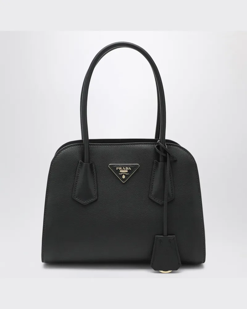 Prada Mittlere Shopping-Bag aus schwarzem Leder Black